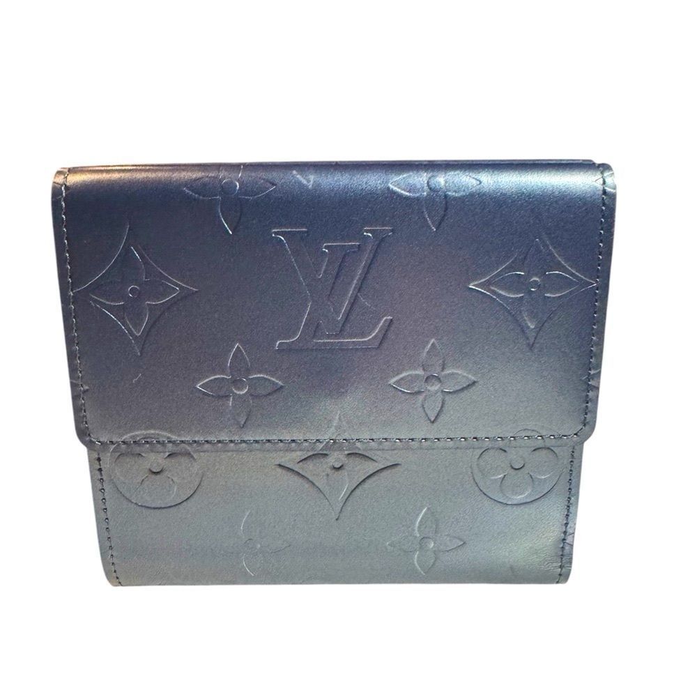 Auth Louis Vuitton Ltd Edition Navy Blue Matte Monogram Elise Compact Wallet Ex+ - Picture 2 of 14